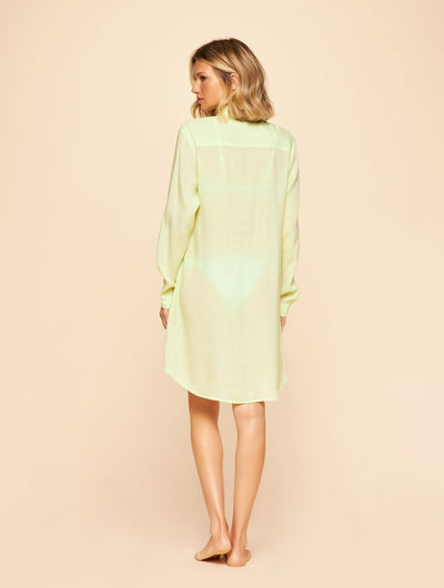 Shantung Crush Beach Shirt Coverup Lime