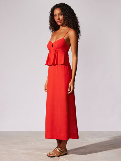 Capri Corset Linen Midi Dress