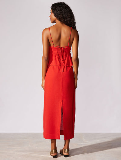 Capri Corset Linen Midi Dress