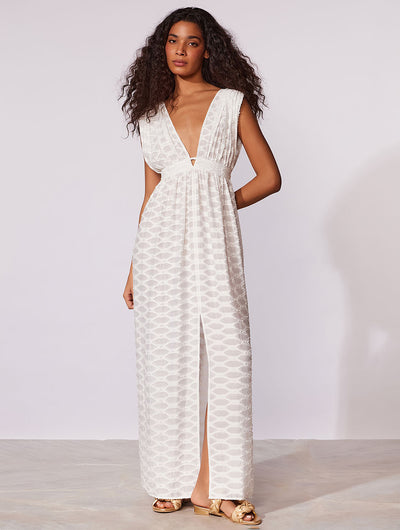 Salis Textured Plunge Maxi Dress
