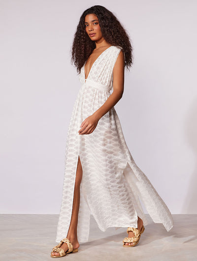 Salis Textured Plunge Maxi Dress