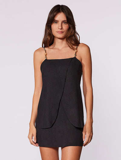 Hermosa Beaded Mini Linen Dress