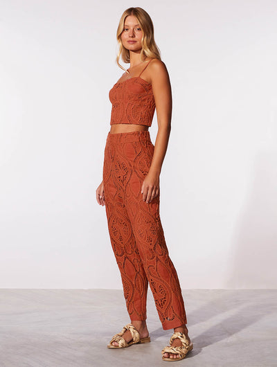 Amber Guipure straight leg pants