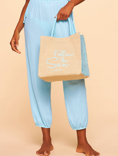 Jute Beach Bag Pastel Blue