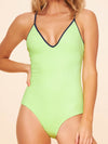 Drop V Neck One Piece Swimsuit