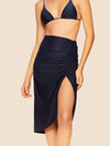 Cancun ruched draped coverup skirt