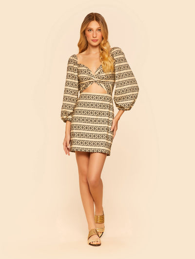 San Juan Puff Sleeve Cut Out Mini Dress