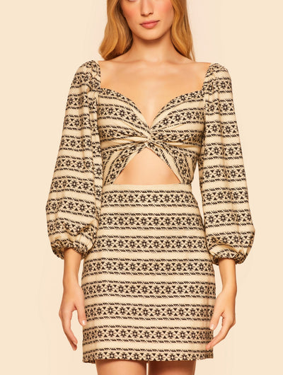 San Juan Puff Sleeve Cut Out Mini Dress