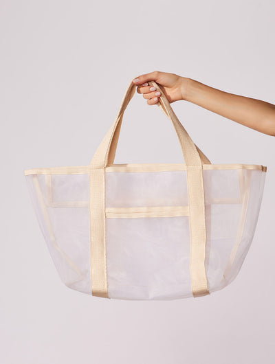 Waterproof Mesh Tote Bag White