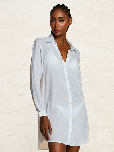 Shantung Crush Beach Shirt Coverup