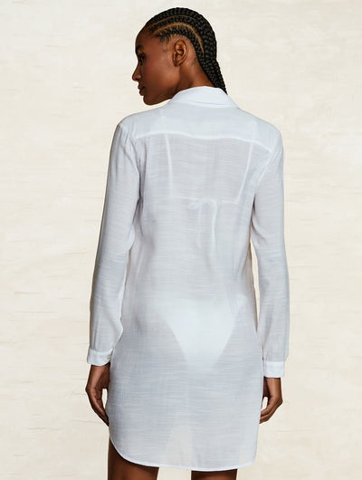 Shantung Crush Beach Shirt Coverup