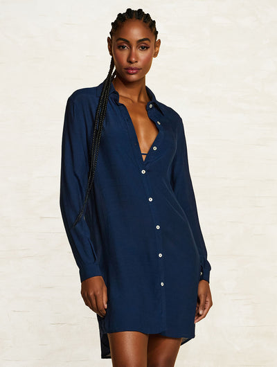 Shantung Crush Beach Shirt Coverup