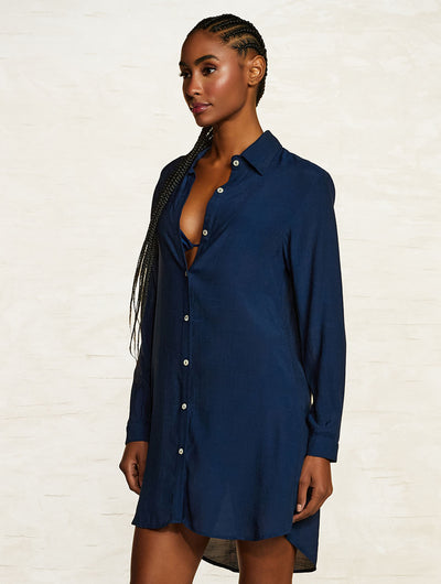 Shantung Crush Beach Shirt Coverup