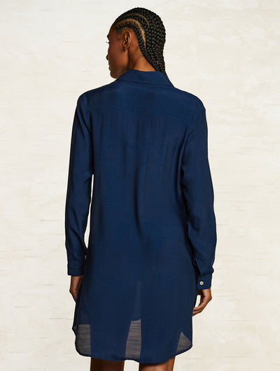 Shantung Crush Beach Shirt Coverup