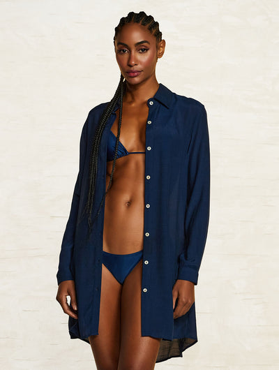 Shantung Crush Beach Shirt Coverup