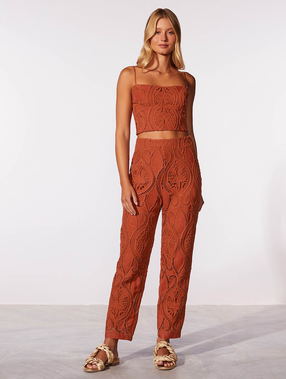Amber Guipure straight leg pants