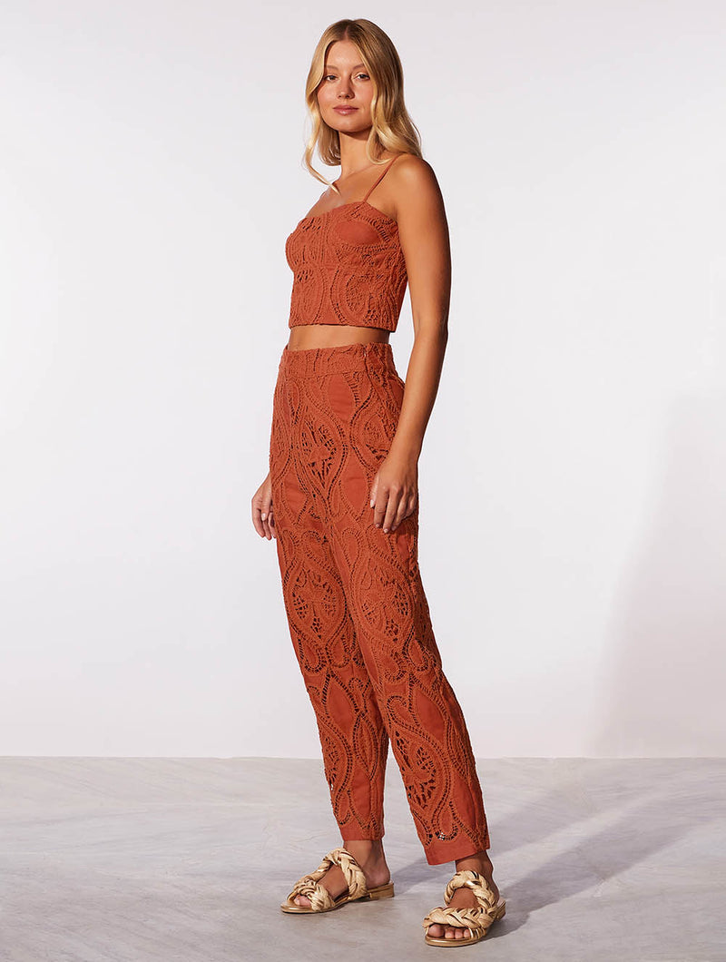 Amber Guipure straight leg pants