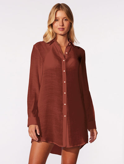 Shantung Beach shirt coverup amber