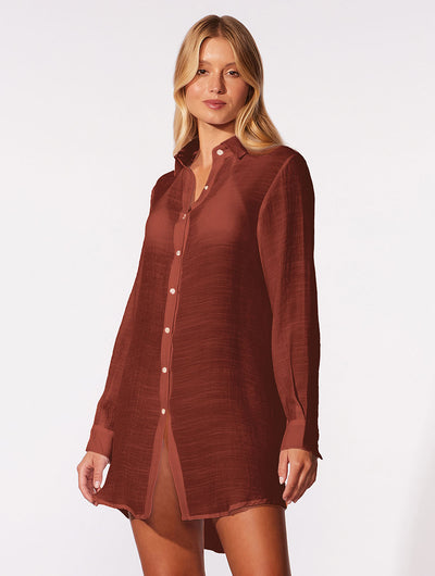 Shantung Beach shirt coverup amber