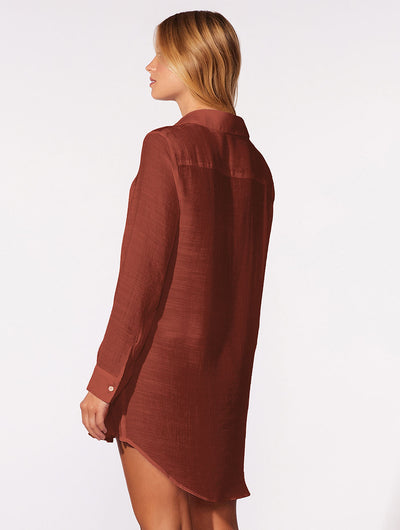 Shantung Beach shirt coverup amber