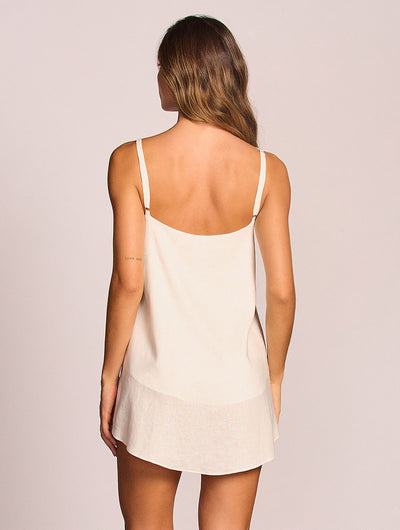 Hermosa Beaded Mini Linen Dress