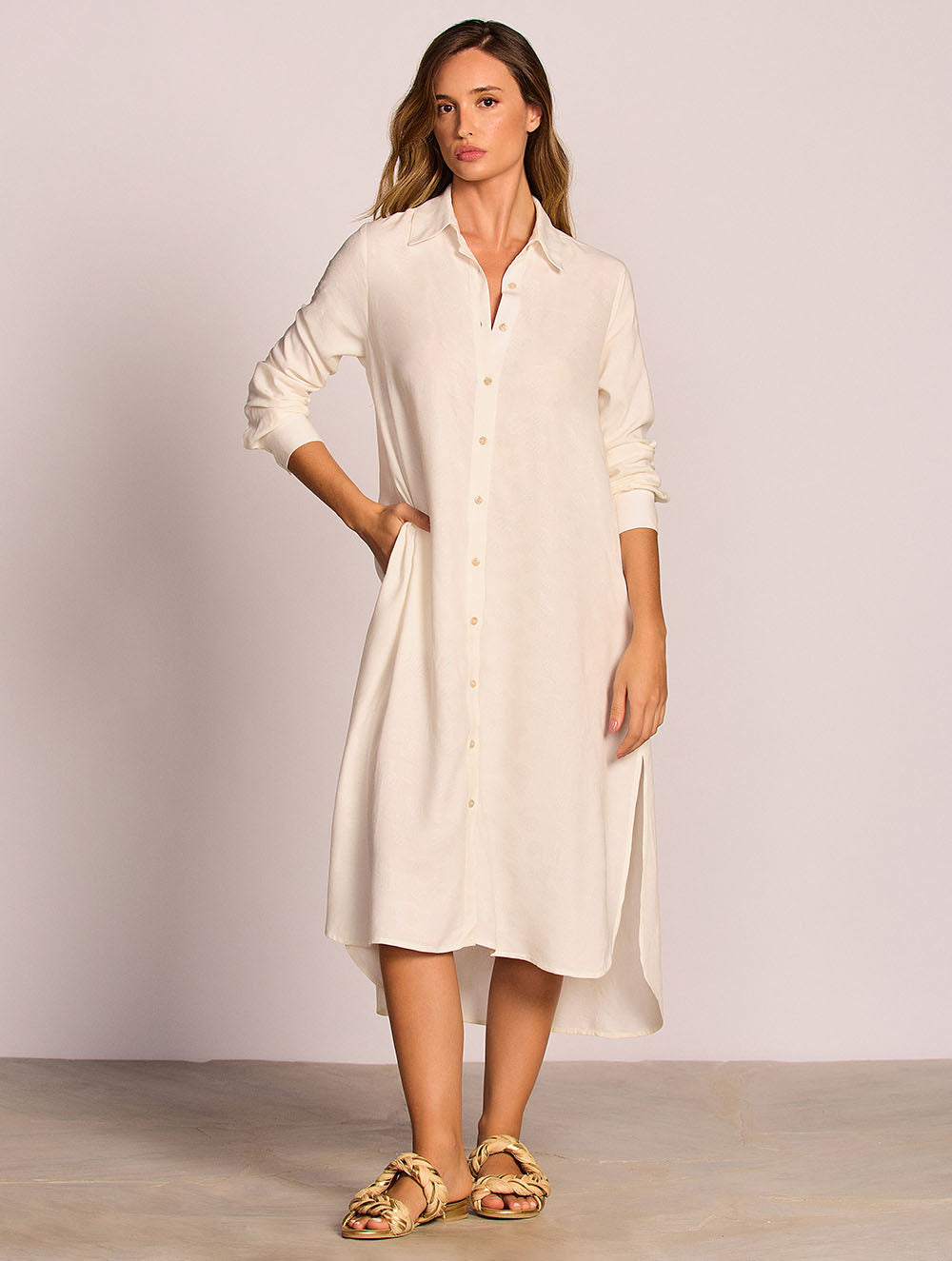 Salis Textured Maxi Shirt Dress