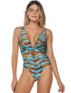 Tourmaline Twist Front Deep V One Piece