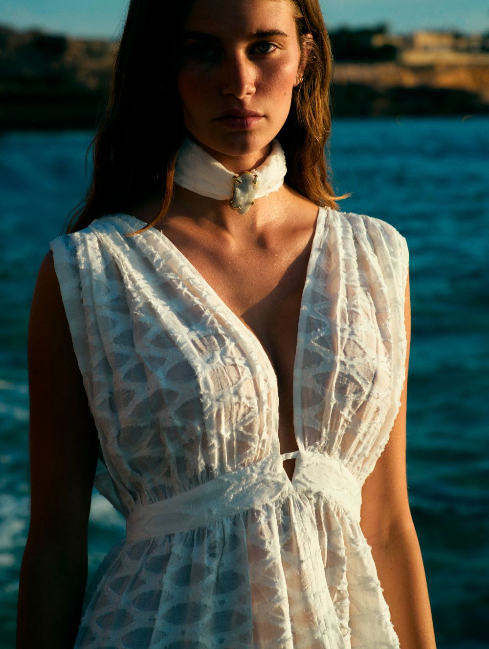 Salis Textured Plunge Maxi Dress