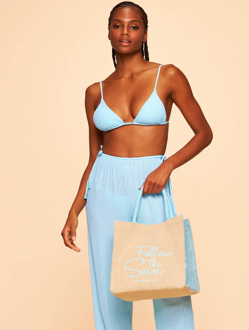 Jute Beach Bag Pastel Blue